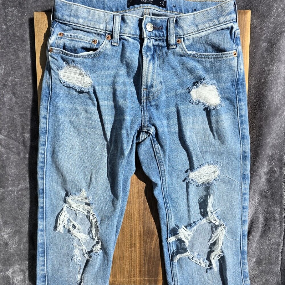 Hollister Men's Slim Straight Jeans - Medium Wash - Size 28x30